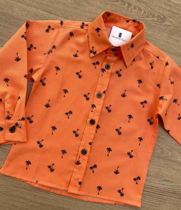 fernandaramoskids com br Camisa Infantil Masculina Manga Longa Estampada Laranja 1