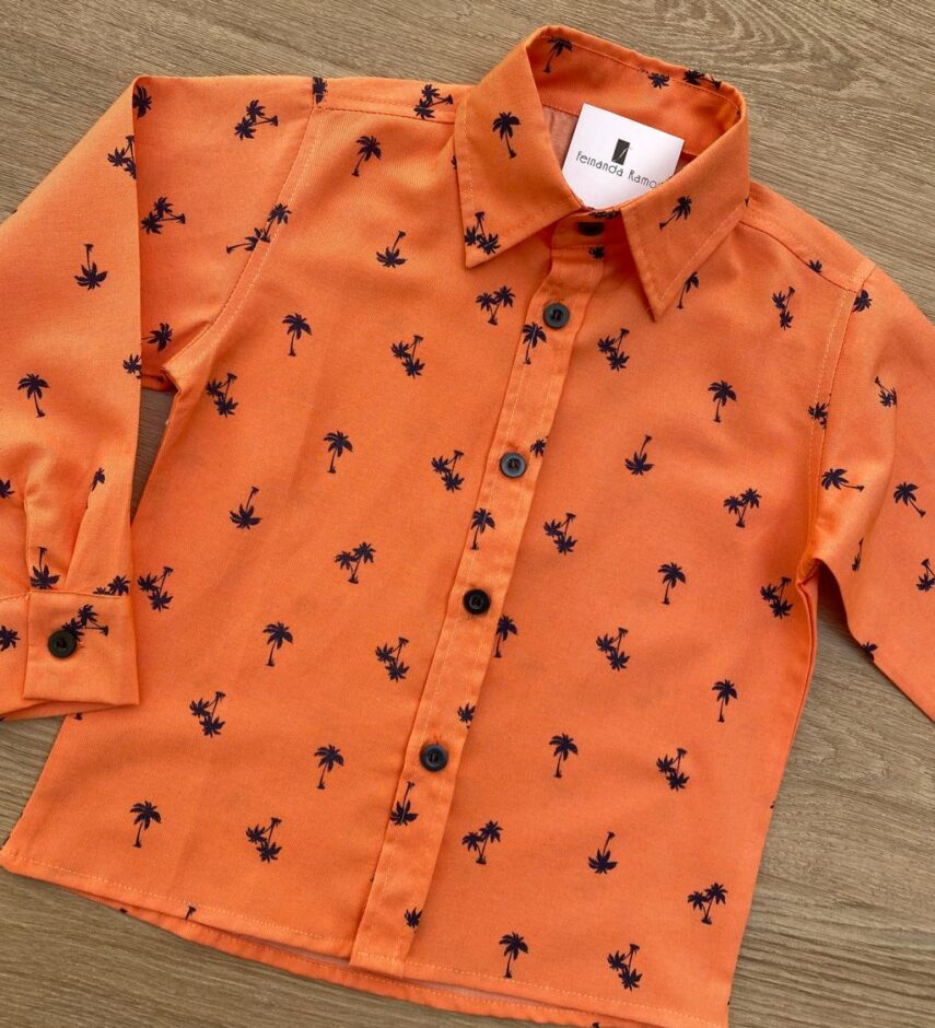 fernandaramoskids com br Camisa Infantil Masculina Manga Longa Estampada Laranja 1