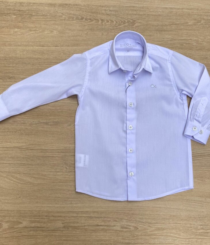 Camisa Infantil Masculina Manga Longa Ogochi Essencial Branca Fernanda Ramos Kids