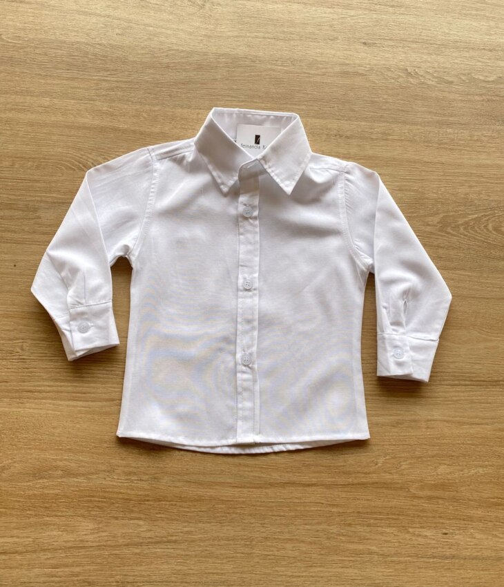 Camisa Infantil Masculina Manga Longa Social Branca Fernanda Ramos Kids