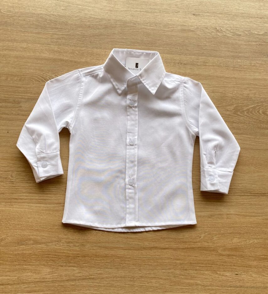 Camisa Infantil Masculina Manga Longa Social Branca Fernanda Ramos Kids