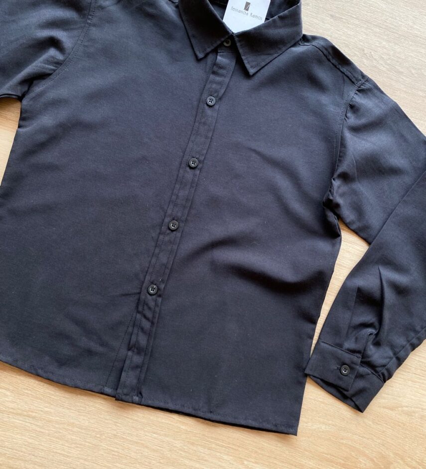 fernandaramoskids com br Camisa Infantil Masculina Manga Longa Social Preta 1