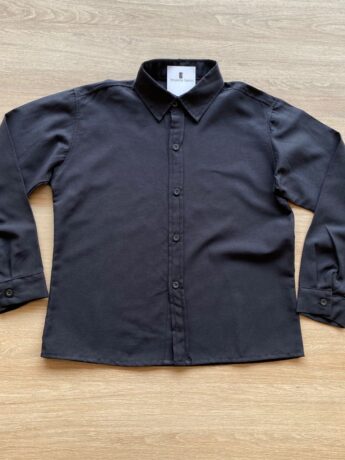 Camisa Infantil Masculina Manga Longa Social Preta Fernanda Ramos Kids