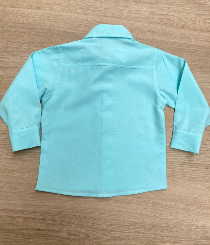 fernandaramoskids com br Camisa Infantil Masculina Manga Longa Social Verde Água 2