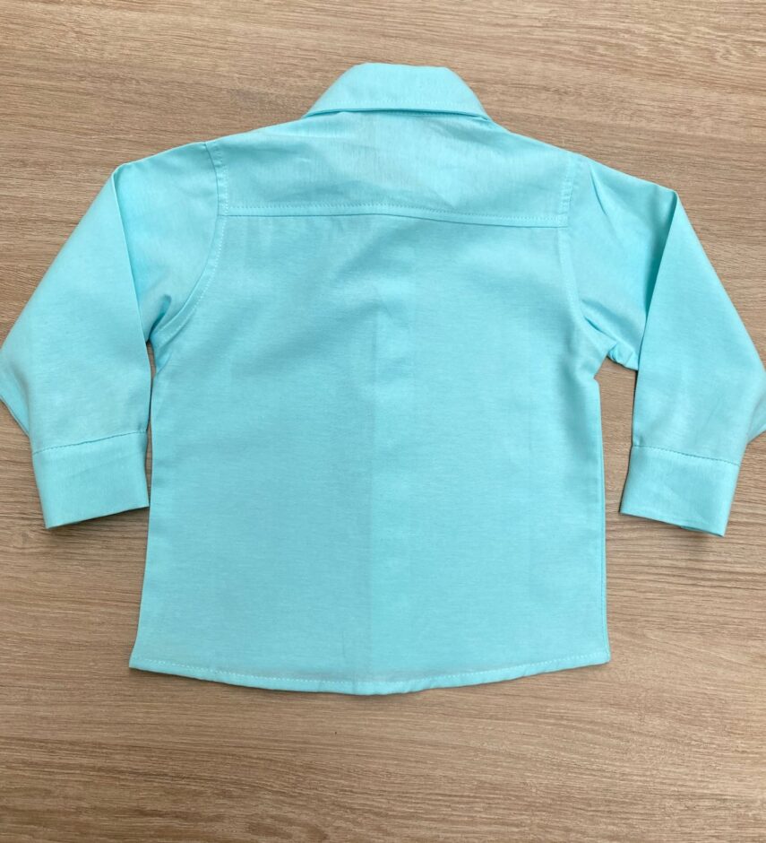 fernandaramoskids com br Camisa Infantil Masculina Manga Longa Social Verde Água 2