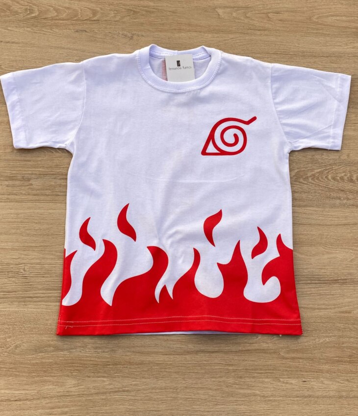 Camiseta Infantil Masculina Branca com Estampa Vermelha Fernanda Ramos Kids