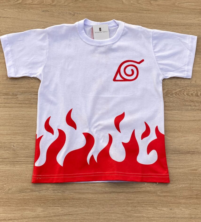 Camiseta Infantil Masculina Branca com Estampa Vermelha Fernanda Ramos Kids