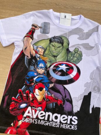 fernandaramoskids com br Camiseta Infantil Masculina Branca Estampada Avangers 1