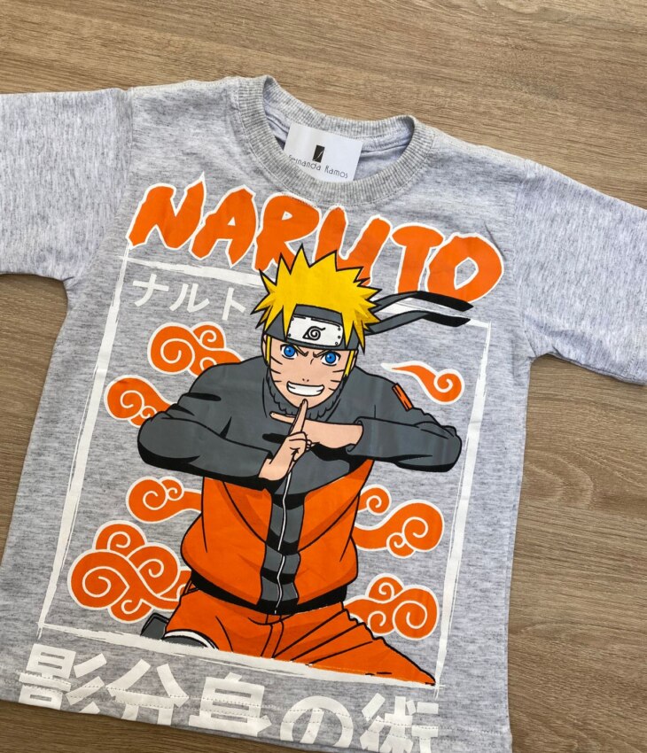 fernandaramoskids com br Camiseta Infantil Masculina Cinza com Estampa Laranja 1