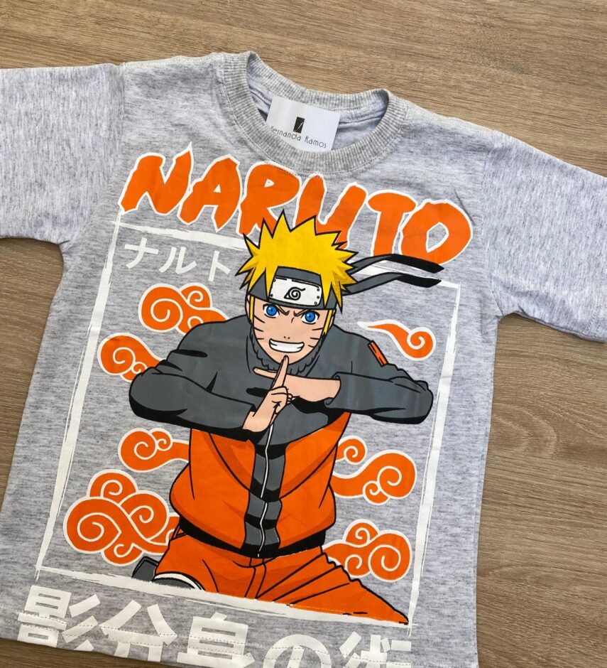 fernandaramoskids com br Camiseta Infantil Masculina Cinza com Estampa Laranja 1