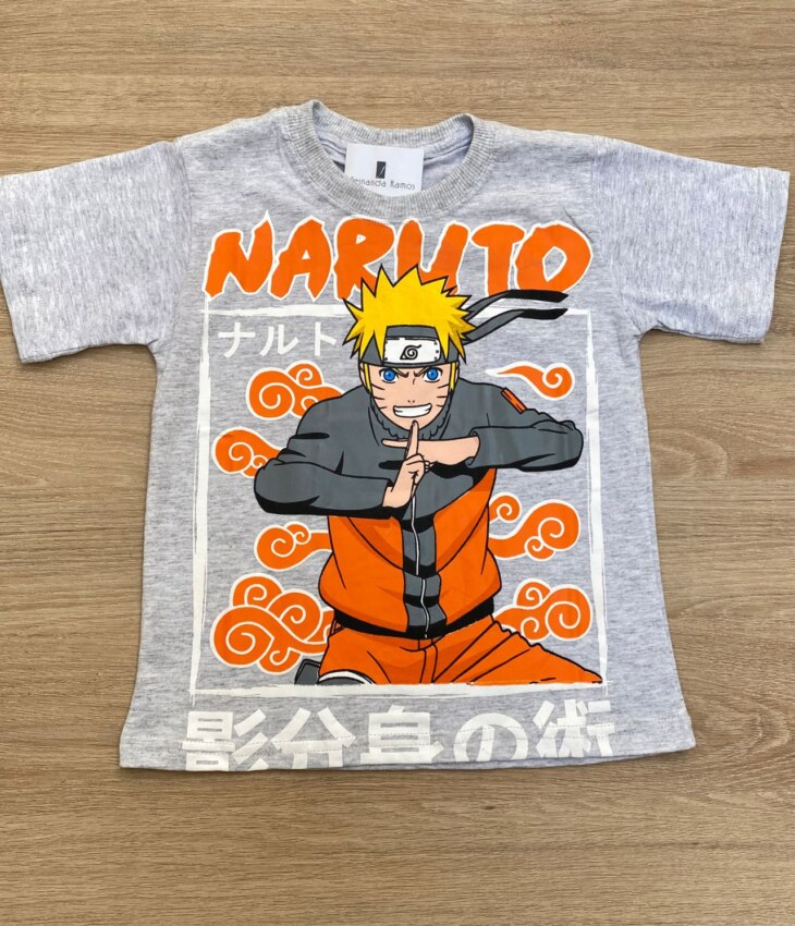 Camiseta Infantil Masculina Cinza com Estampa Laranja Fernanda Ramos Kids