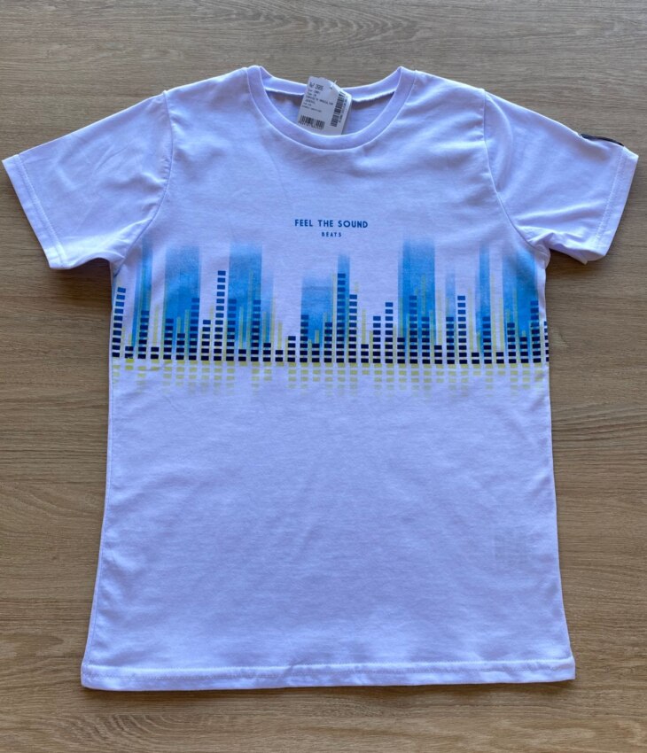 Camiseta Infantil Masculina Feel The Sound Branca Fernanda Ramos Kids