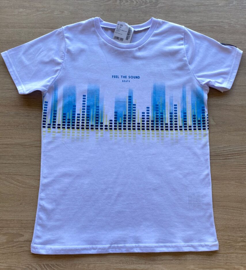 Camiseta Infantil Masculina Feel The Sound Branca Fernanda Ramos Kids
