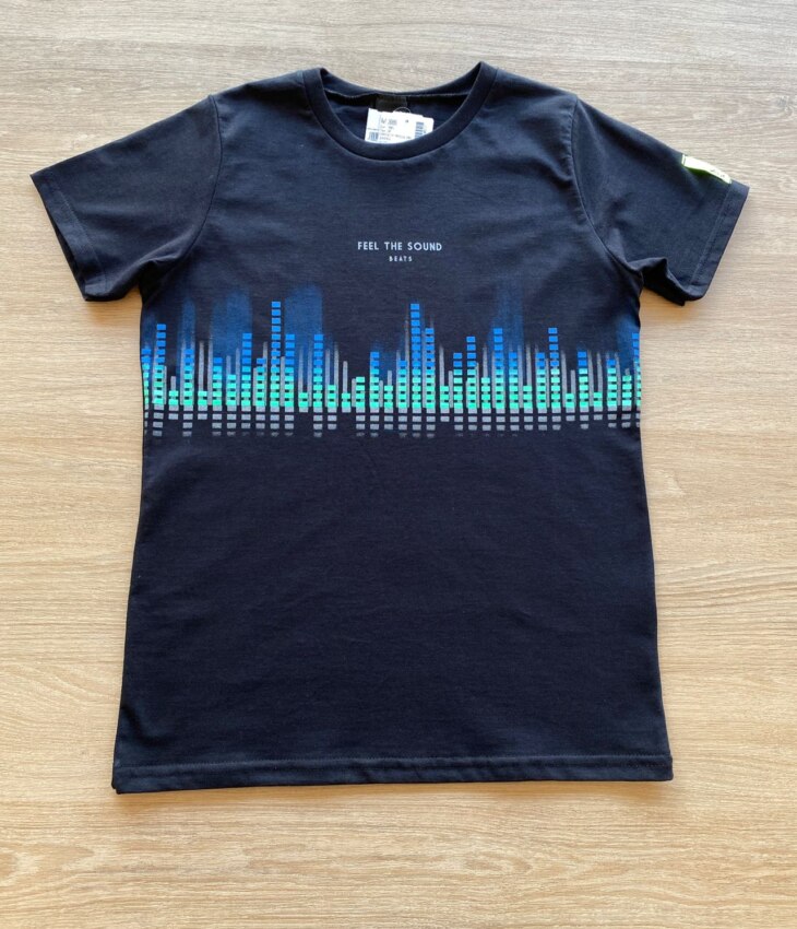 Camiseta Infantil Masculina Feel The Sound Preta Fernanda Ramos Kids