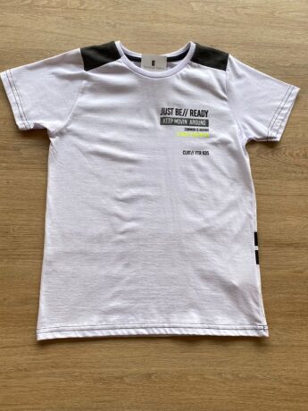 Camiseta Infantil Masculina Just Be Branca Detalhe Preto Fernanda Ramos Kids