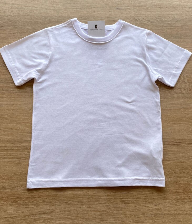 Camiseta Infantil Masculina Meia Malha Branca Fernanda Ramos Kids