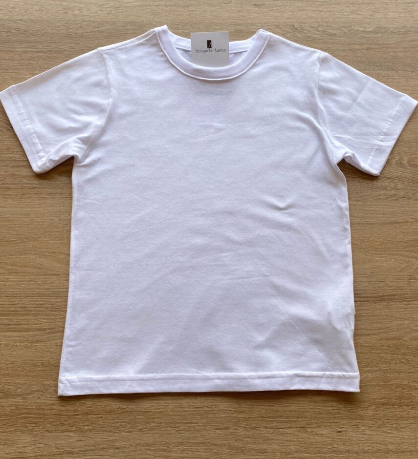 Camiseta Infantil Masculina Meia Malha Branca Fernanda Ramos Kids
