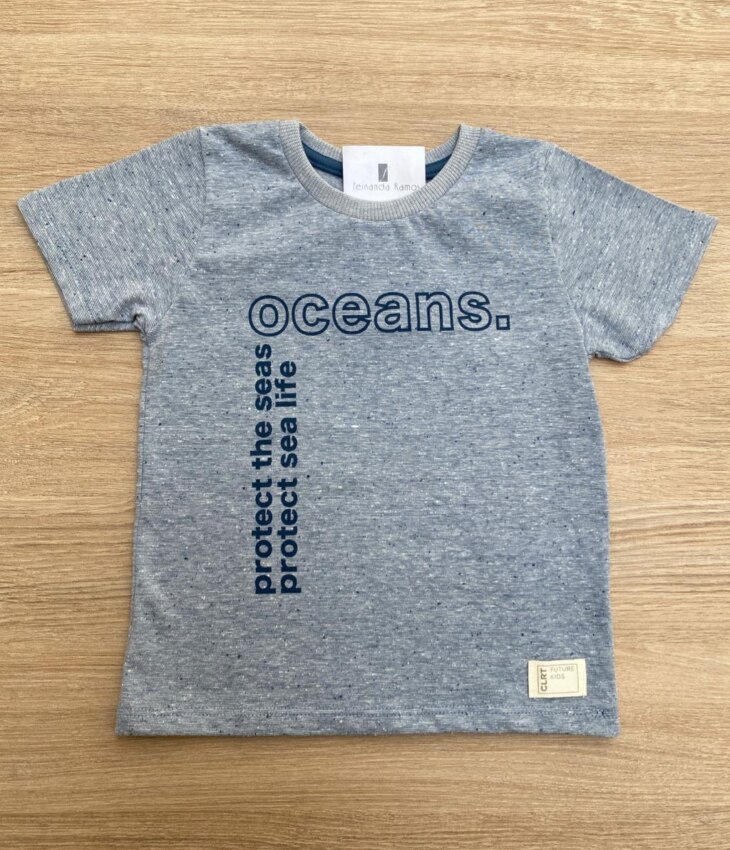 Camiseta Infantil Masculina Oceans Azul Mesclado Fernanda Ramos Kids