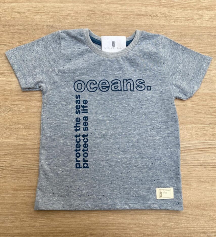 Camiseta Infantil Masculina Oceans Azul Mesclado Fernanda Ramos Kids