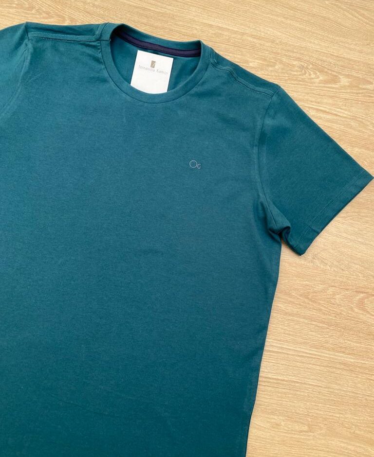 fernandaramoskids com br Camiseta Infantil Masculina Ogochi Essencial Verde Petróleo 1