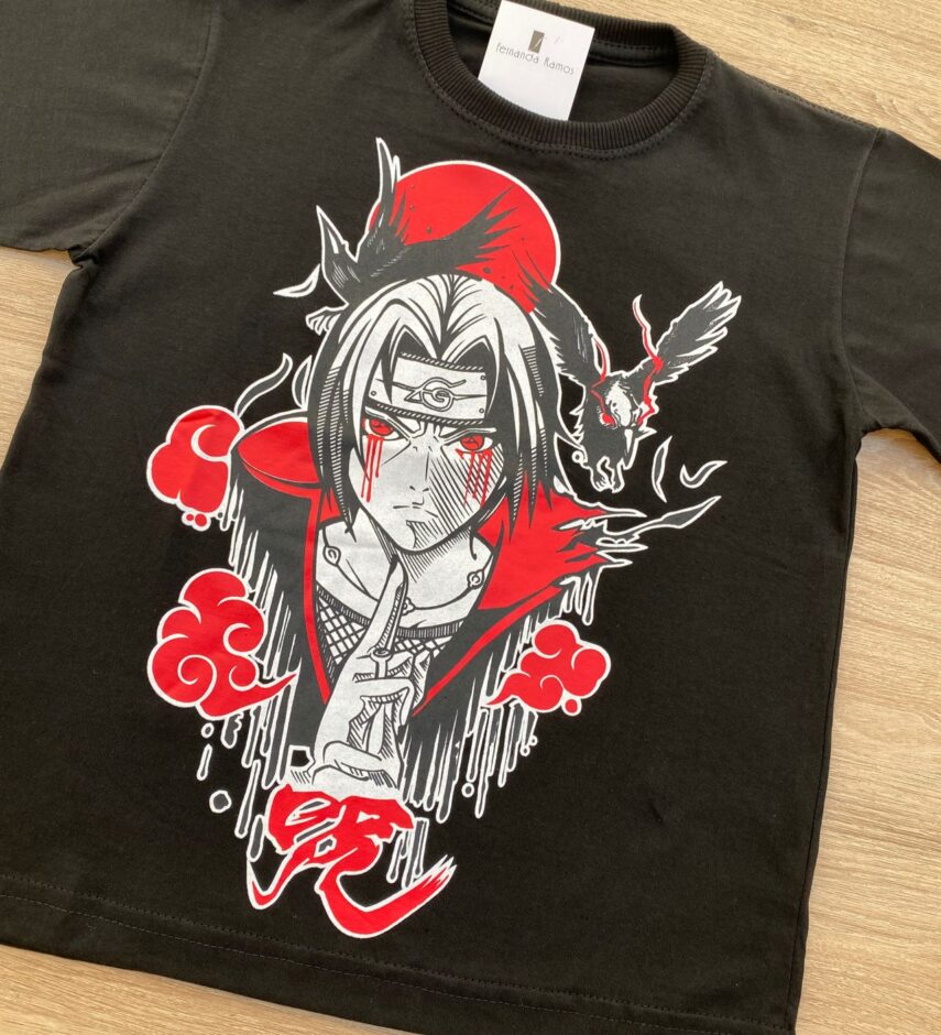 fernandaramoskids com br Camiseta Infantil Masculina Preta com Estampa Vermelha 1