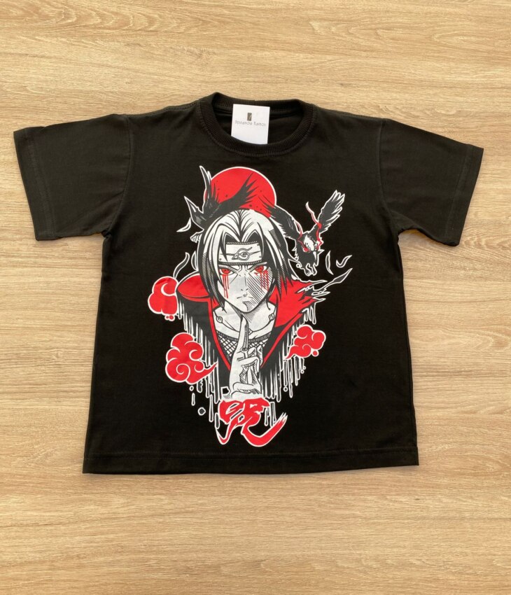 Camiseta Infantil Masculina Preta com Estampa Vermelha Fernanda Ramos Kids
