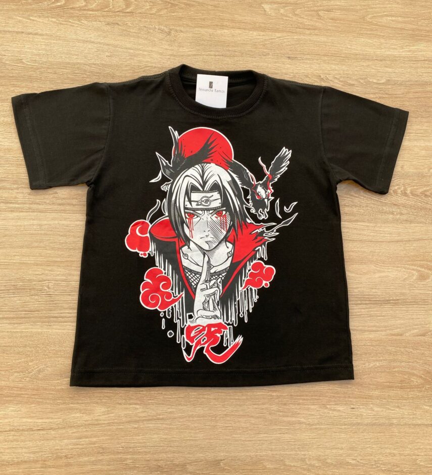 Camiseta Infantil Masculina Preta com Estampa Vermelha Fernanda Ramos Kids