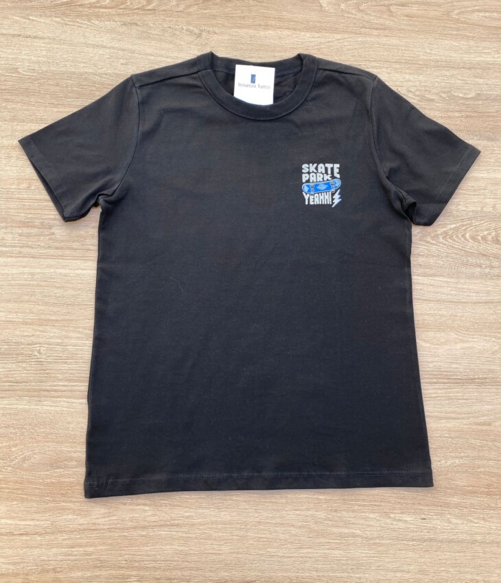 Camiseta Infantil Masculina Preta Skate Park Fernanda Ramos Kids