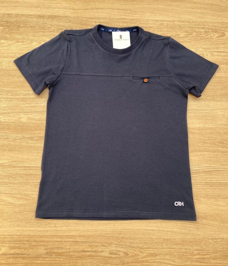 Camiseta Infantil Masculina Tradicional Azul Marinho com Botão Fernanda Ramos Kids
