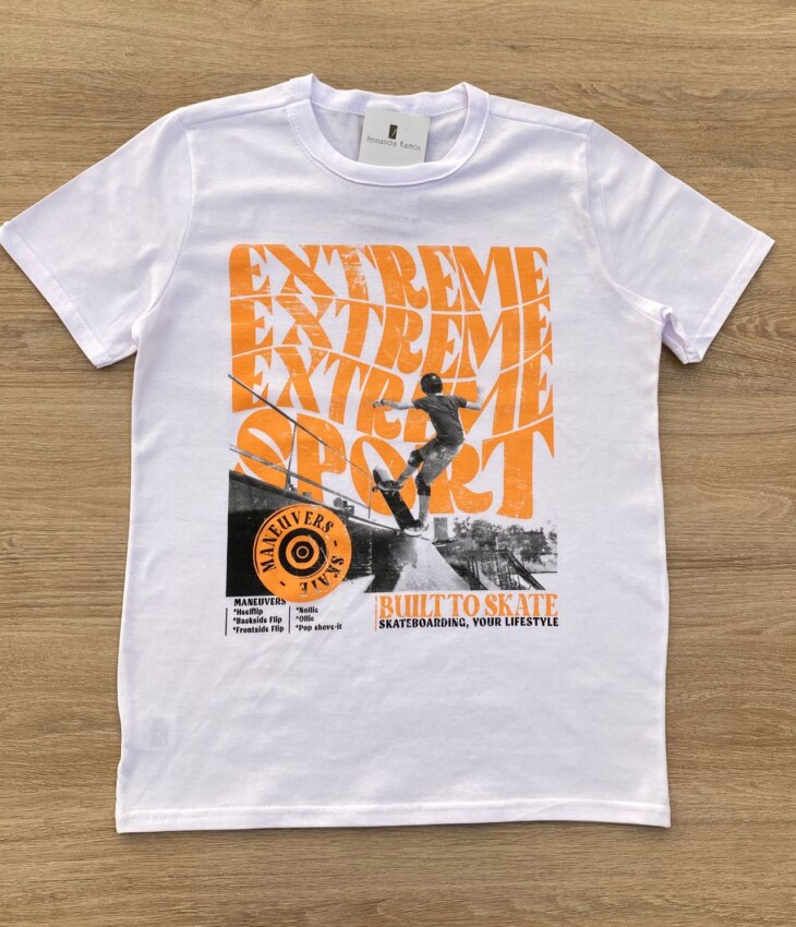 Camiseta Infantil Masculina Tradicional Branca com Estampa Fernanda Ramos Kids