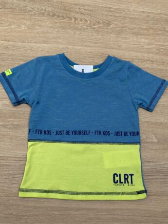 Camiseta Infantil Masculina Azul com Detalhe Verde Fernanda Ramos Kids
