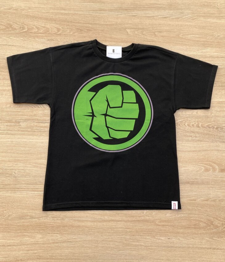Camiseta Infantil Masculina Tradicional Preta Estampa Verde Fernanda Ramos Kids