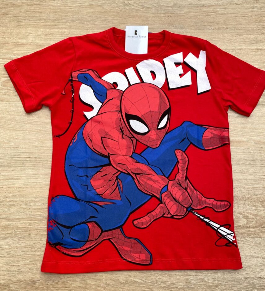 Camiseta Infantil Masculina Vermelha com Estampa Spidey Fernanda Ramos Kids