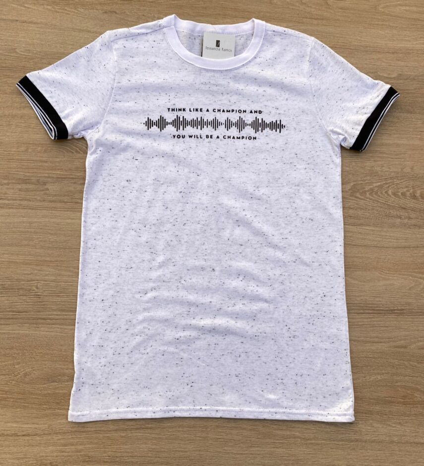 Camiseta Manga Curta Infantil Masculina Alongada Branca Mesclada Fernanda Ramos Kids