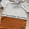 fernandaramoskids com br Camiseta Manga Curta Infantil Masculina Bege e Caramelo 1