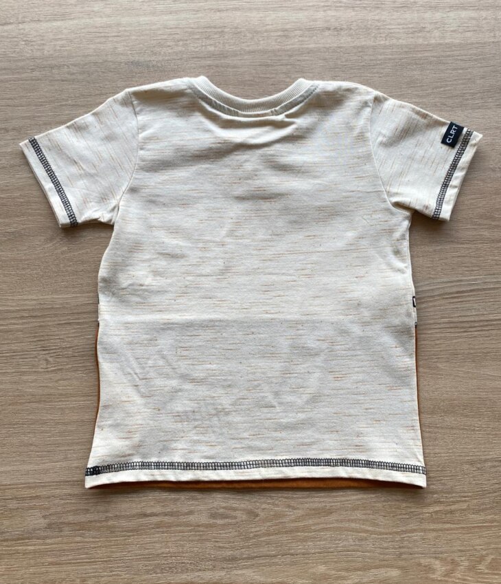 fernandaramoskids com br Camiseta Manga Curta Infantil Masculina Bege e Caramelo 2