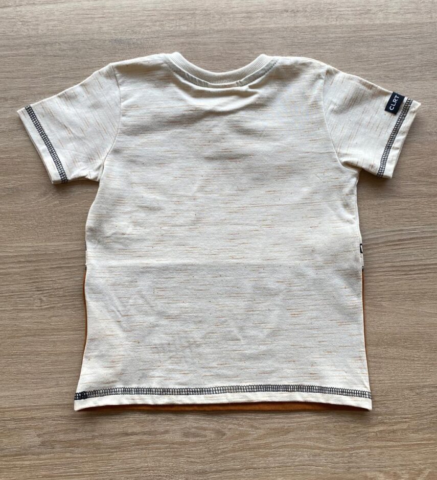 fernandaramoskids com br Camiseta Manga Curta Infantil Masculina Bege e Caramelo 2