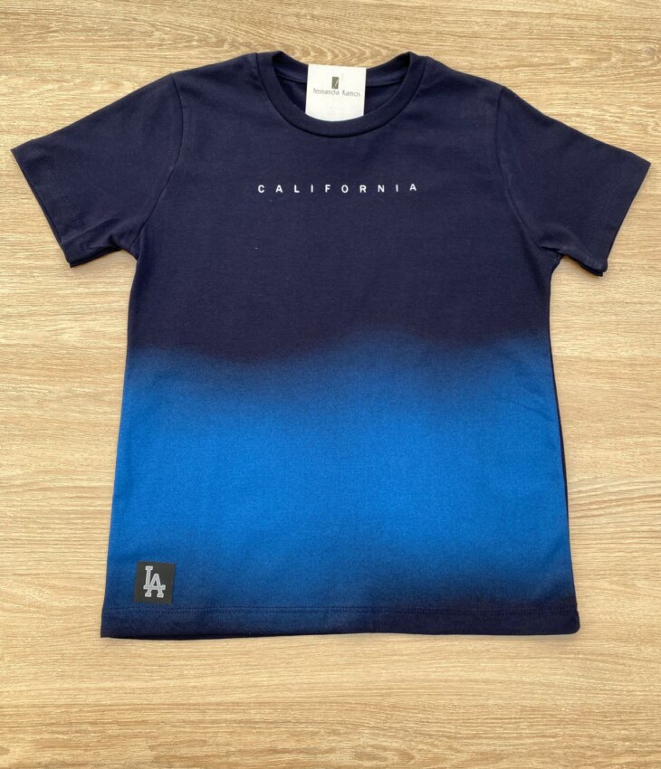 Camiseta Manga Curta Infantil Masculina California Azul Marinho Fernanda Ramos Kids