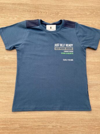 Camiseta Manga Curta Infantil Masculina Just Be Azul Fernanda Ramos Kids