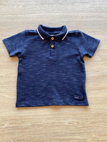 Camiseta Polo Infantil Masculina Azul Marinho Mesclada Fernanda Ramos Kids