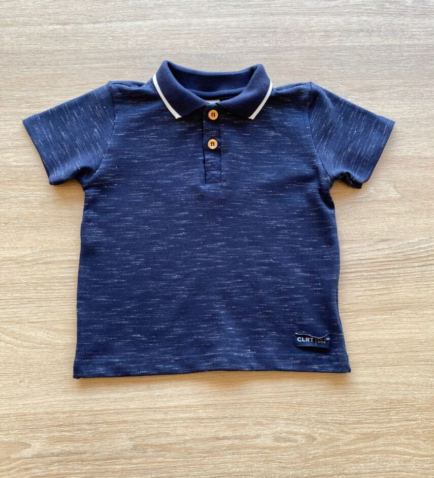 Camiseta Polo Infantil Masculina Azul Marinho Mesclada Fernanda Ramos Kids