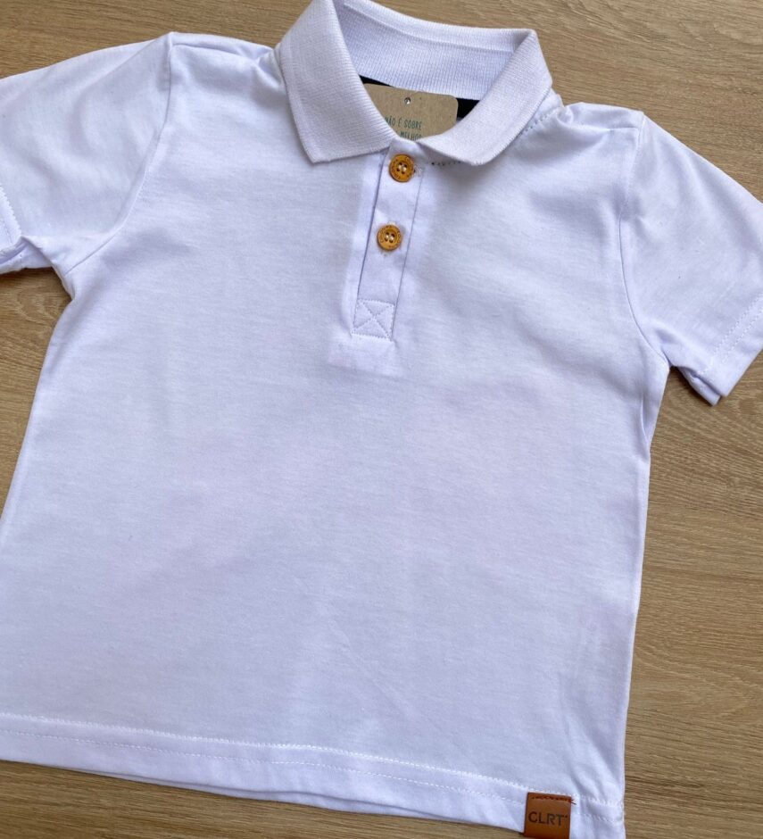 fernandaramoskids com br Camiseta Polo Infantil Masculina Branca 1