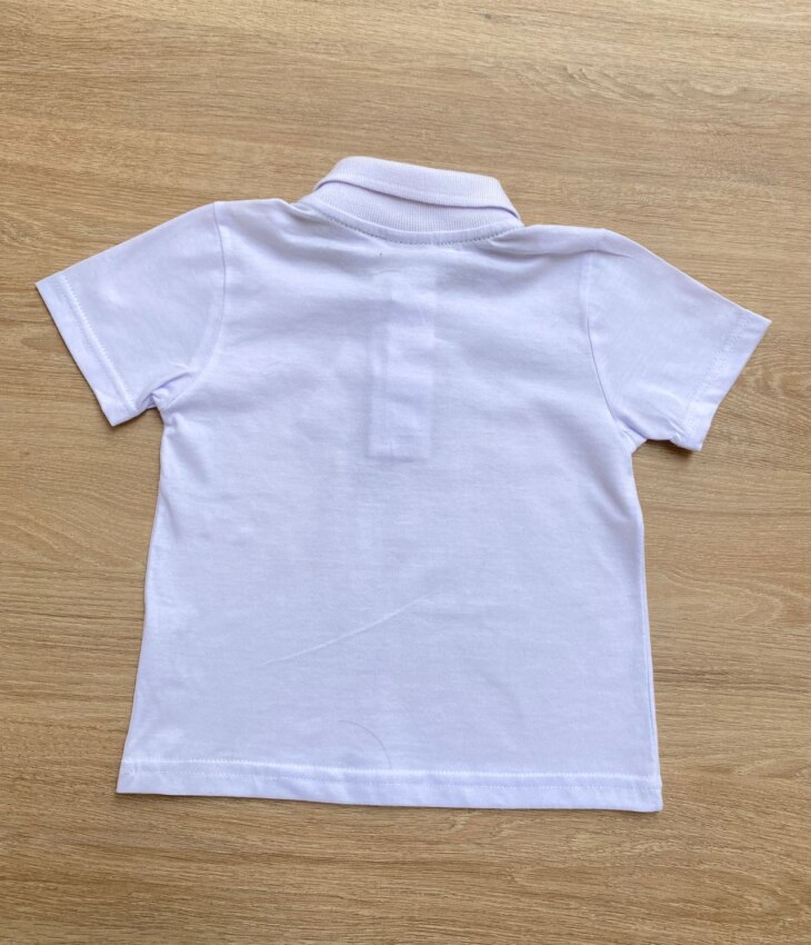fernandaramoskids com br Camiseta Polo Infantil Masculina Branca 2