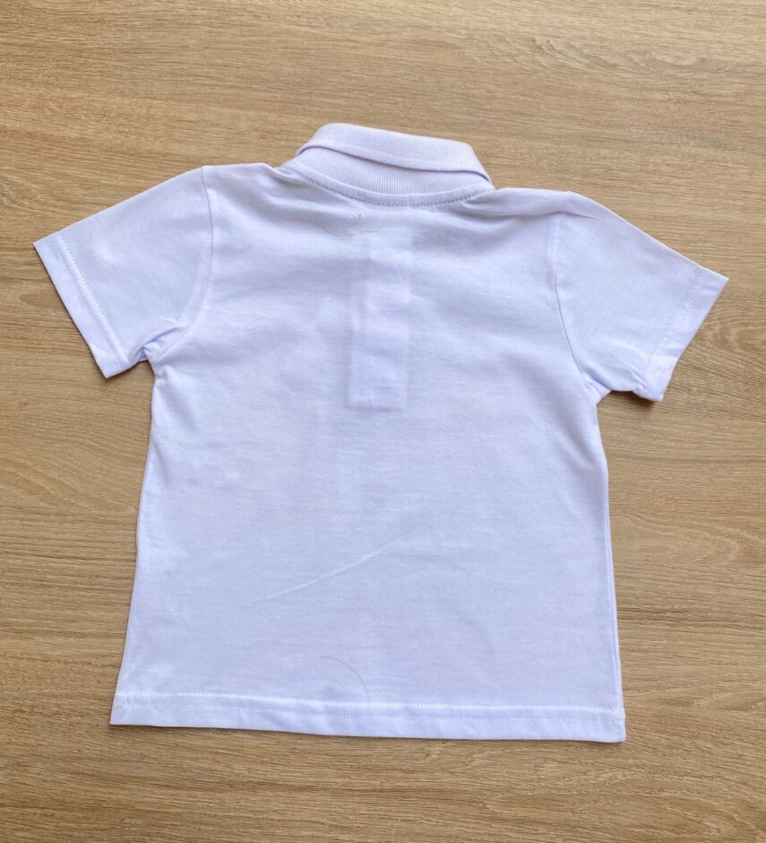 fernandaramoskids com br Camiseta Polo Infantil Masculina Branca 2