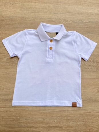 Camiseta Polo Infantil Masculina Branca Fernanda Ramos Kids
