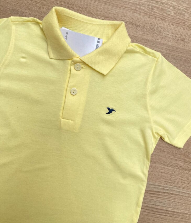 fernandaramoskids com br Camiseta Polo Infantil Masculina Cor Amarela 1
