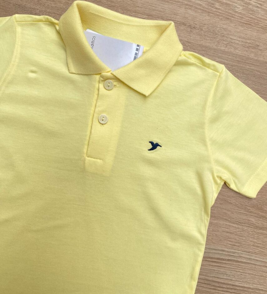 fernandaramoskids com br Camiseta Polo Infantil Masculina Cor Amarela 1