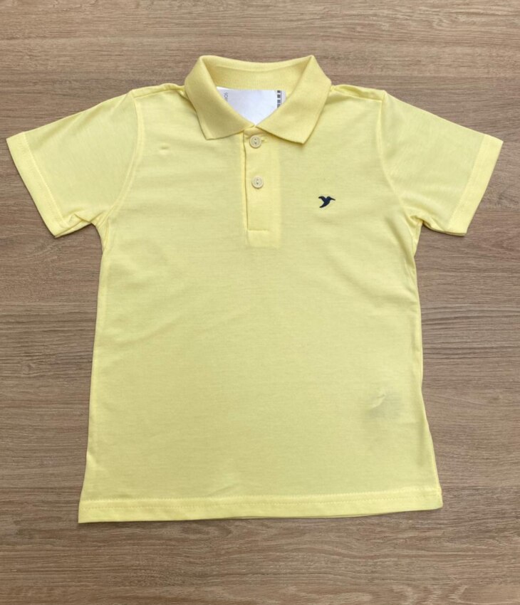 Camiseta Polo Infantil Masculina Cor Amarela Fernanda Ramos Kids