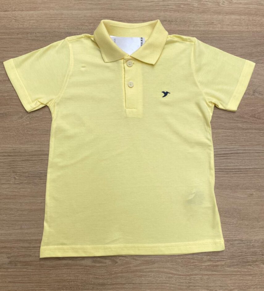 Camiseta Polo Infantil Masculina Cor Amarela Fernanda Ramos Kids