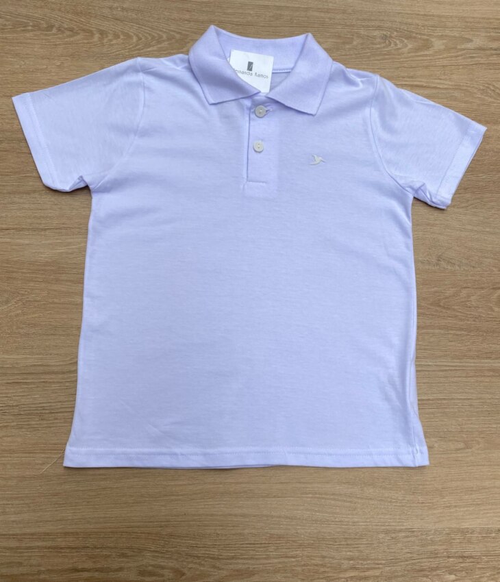 Camiseta Polo Infantil Masculina Cor Branca Fernanda Ramos Kids